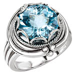 SILVER WITH ROUND BLUE TOPAZ RING 12MM 7.50CTW