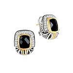GB PD925 18K BLK ONYX and WHITE SAPPHIRE EARRINGS