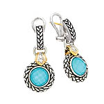 GB PD925 18K TURQUOISE DOUBLETand WHITE SAPPHIRE EARRINGS