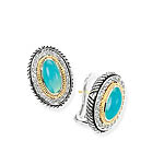 GB PD925 18K TURQUOISE ONYX and WHITE SAPPHIRE EARRING