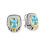 GB PD925 18K BLUE TOPAZ and WHITE SAPPHIRE EARRING