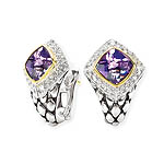 GB PD925 18K AMETHYST and WHITE SAPPHIRE EARRINGS