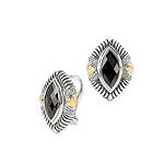 GB PD925 18K WHITE SAPPHIRE and BLK ONYX MARQUISE EARRINGS