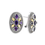 18K/ SILVER WITH AMETHYST OVAL EARRINGS (OMEGA CLIP)