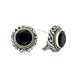 18K/SILVER WITH FACETED BLACK ONYX EARRINGS OMEGA CLIP 10MM