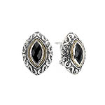 18K/SILVER WITH BLACK ONYX MARQUISE EARRINGS BO-10X5MM