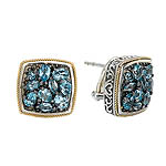 18K/SILVER WITH BLUE TOPAZ MARQUISE EARRINGS