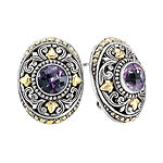 18K/SILVER WITH ROUND AMETHYSTEARRINGS AM-8MM