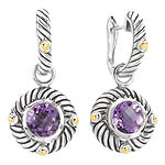 18K/SILVER WITH ROUND AMETHYSTEARRINGS 8MM