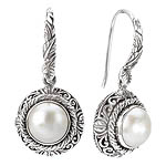 SILVER WITH WHITE MABE PEARL EARRINGS 9.5MM