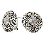 18K/SILVER WITH DIAMOND ROUND EARRINGS D.16CTW