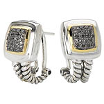 18K/SILVER WITH BLACK DIAMOND SQUARE EARRINGS D.20CTW