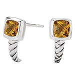 SILVER WOVEN DESIGN WITH CITRINE CUSHION 6MM EARRINGS