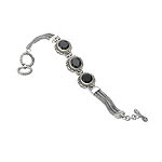 18K/SILVER FACETED BLACK ONYX BRACELET W/ TOGGLE CLASP 7.5"