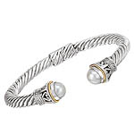 18K/SILVER WITH WHITE MABE PEARL 8.5MM CUFF