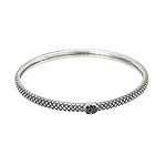 SILVER WITH BLACK DIAMONDS STACKABLE BANGLE 8" D.05