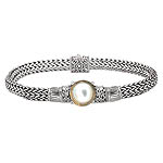 18K/SILVER WITH WHITE MABE PEARL 12MM BRACELET 7.5"