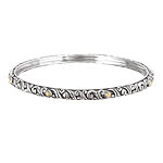 18K/SILVER WITH BEADS BANGLE 8"