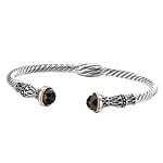 18K/SILVER WITH FACETED BLACK ONYX CUFF BO-8MM