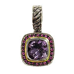 18K/SILVER AMETHYST AND PINK SAPPHIRE PENDANT FITS 4MM