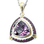 18K/SILVER WITH AMETHYST AND PINK SAPPHIRE PENDANT