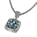 18K/SILVER WITH BLUE TOPAZ MARQUISE PENDANT(BOM 750136)
