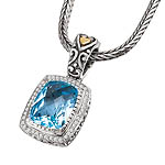 18K/SILVER WITH BLUE TOPAZ ANDDIAMONDS PENDT. BT-15X12 D.25