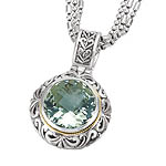 18K/SILVER WITH ROUND GREEN AMETHYST PENDT. GA-17MM