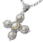 18K/SILVER WITH WHITE MABE PEARL CROSS ENHANCER