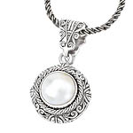 SILVER WITH WHITE MABE PEARL PENDANT 11MM**BOM 750146