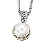 18K/SILVER WITH WHITE MABE PEARL PENDANT 10MM