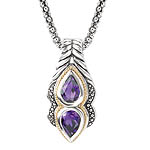 18K/SILVER WITH AMETHYST DOUBLE PEAR DESIGN PENDANT