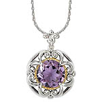 18K/SILVER ROUND WITH AMETHYST12MM PENDANT