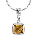 SILVER WOVEN DESIGN WITH CITRINE CUSHION 8MM, PENDANT