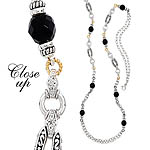 GB PD925 18K BLK ONYX and WHITE SAPPHIRE NECKLACE