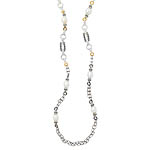 GB PD925 18K PEARL and WHITE SAPPHIRE NECKLACE 36"