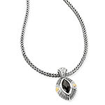 GB PD925 18K MARQUISE PENDANT W/ BLACK ONYX NECKLACE 18"