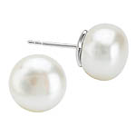 SILVER FW CULTURED PEARL EARS.12-13MM BUTTON PEARLS *POSTS*