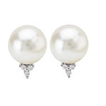 SILVER FW CULTURED PEARL EARS.*POSTS* 8.5-9MM PEARL W/ D.04