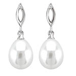 SILVER FW CULTURED PEARL EARS *POST* 7.5-8MM PEARLS W/D.01CT