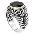18K/SILVER WITH FACETED BLACK ONYX RING 12MM-BO