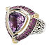 18K/SILVER WITH AMETHYST AND PINK SAPPHIRE RING SZ 6