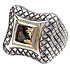 18K/SILVER WITH SQUARE SMOKY QTZ RING SQ-6.5MM