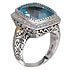 18K/SILVER WITH BLUE TOPAZ ANDDIAMONDS RING BT-15X11 D.23CTW