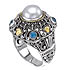 18K/SILVER WITH WHITE MABE PEARL AND BLUE TOPAZ RING