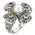 18K/SILVER WITH MULTI-COLORED STONES CROSS RING SZ6