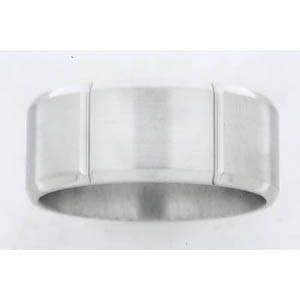 10MM BEVELED TITANIUM BAND WITH 6 TOOLED SEGMENTS IN A SATIN FINISH.