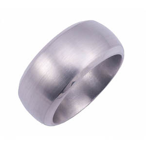 10MM WIDE DOMED TITANIUM BAND WITH A SATIN FINISH IN THE CENTER, POLISHED FINISHED ON THE EDGES.