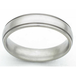 5MM DOMED TITANIUM BAND WITH (2).5MM GROOVES WITH A SATIN FINISH IN CENTER AND POLISHED EDGES.