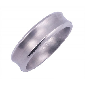 6MM WIDE TITANIUM BAND WITH A CONCAVE CENTER AND BEVELED EDGES. SATIN FINISH IN THE CENTER, POLISHED ON THE EDGES.